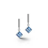 COEUR DE LION Kristallohrringe-Brillante quadratische Ohrringe Silber Hellblau