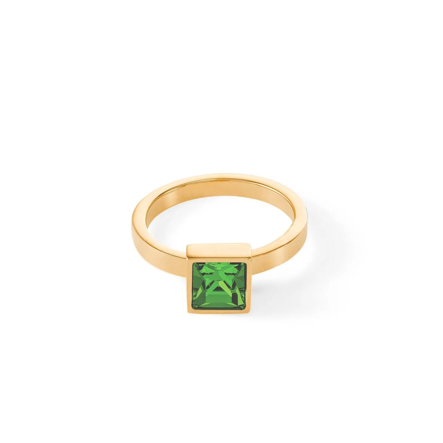 COEUR DE LION Coeur Essentials-Brillanter quadratischer großer Ring Goldgrün