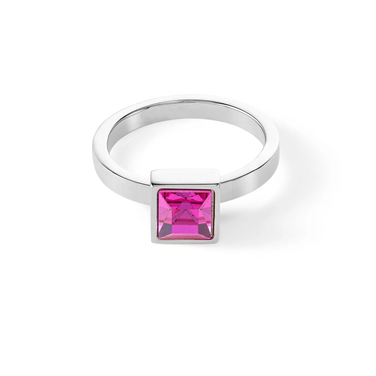 COEUR DE LION Coeur Essentials-Brillanter quadratischer großer Ring Silber Rosa