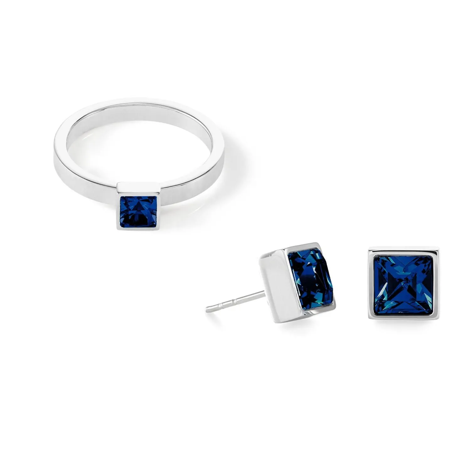 COEUR DE LION Coeur Essentials-Brillanter quadratischer kleiner Ring Silber Montana