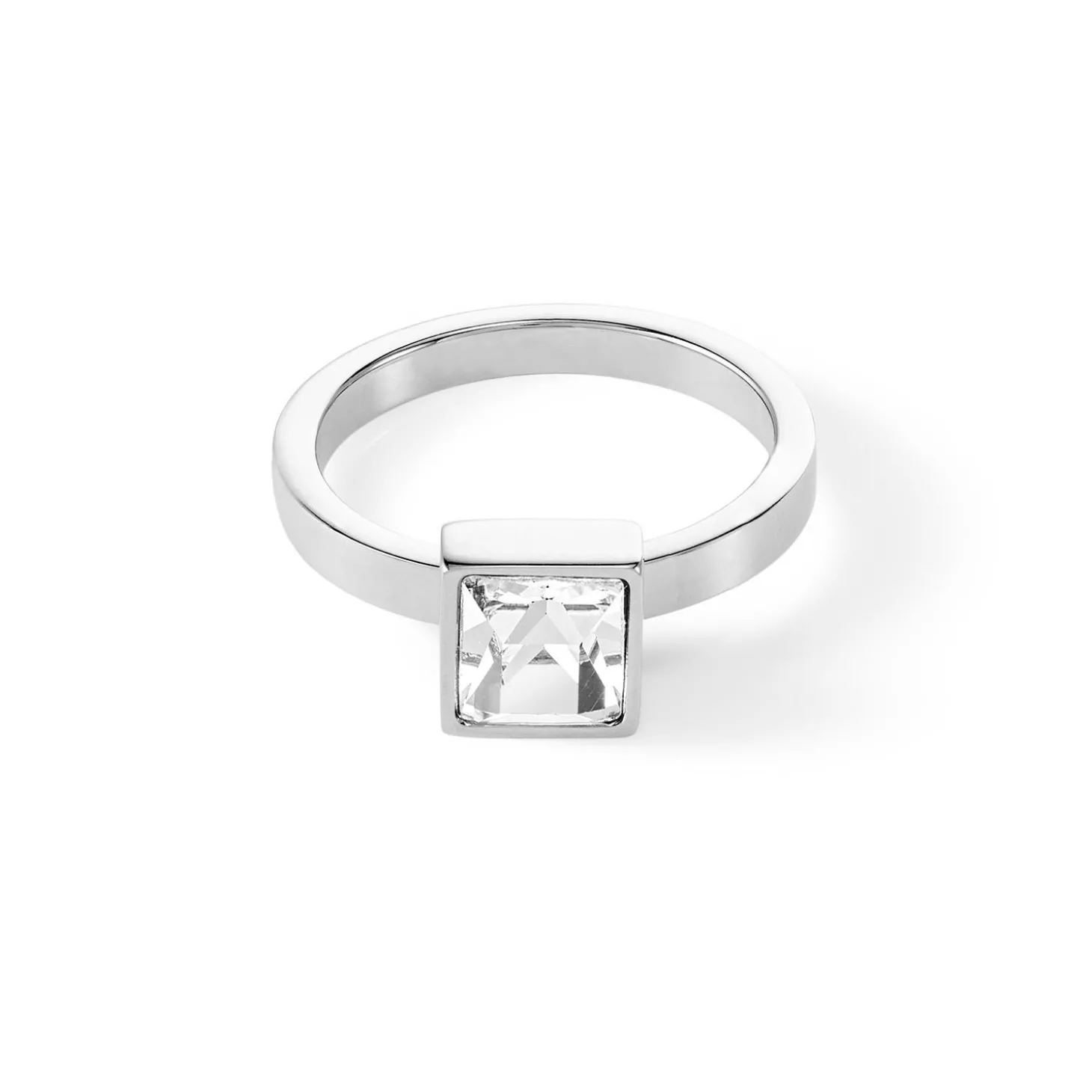 COEUR DE LION Coeur Essentials-Brillanter quadratischer großer Ring aus Silberkristall