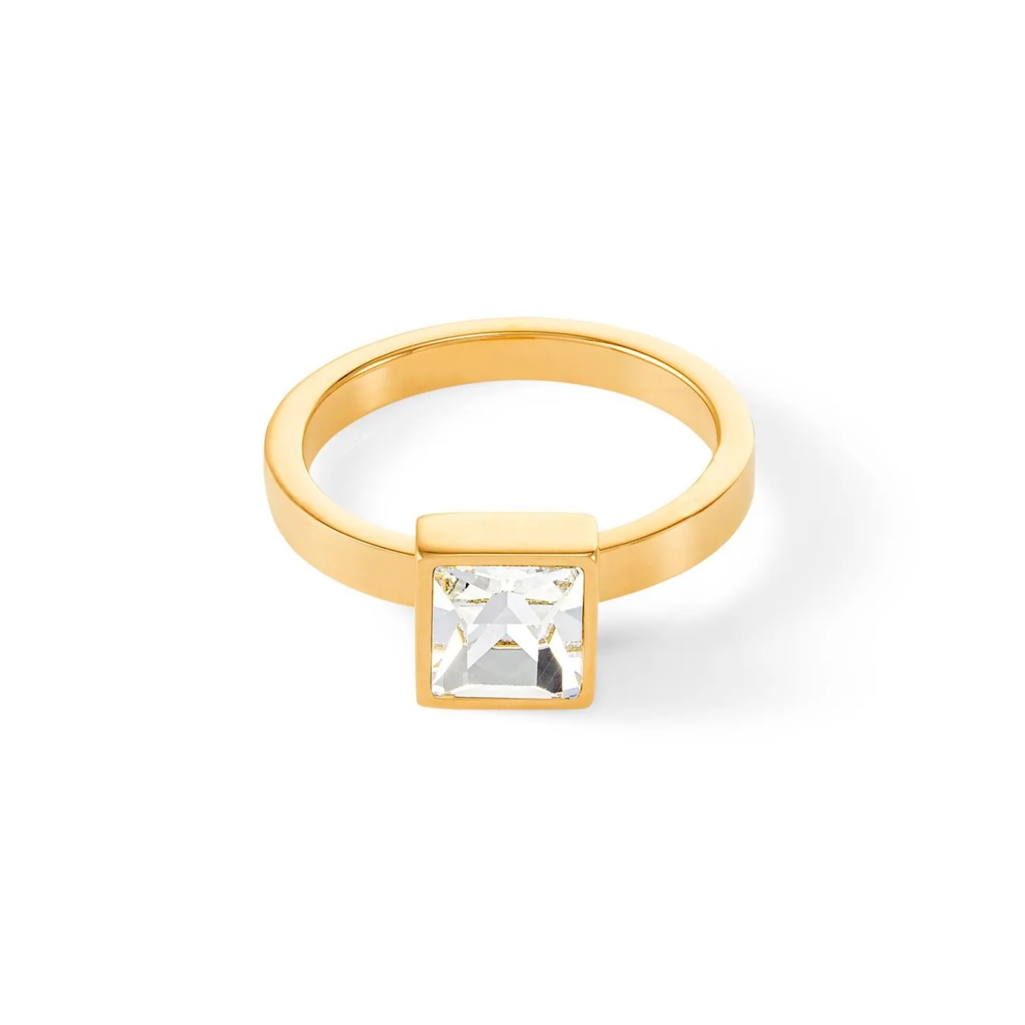 COEUR DE LION Coeur Essentials-Brillanter quadratischer großer Ring aus Goldkristall