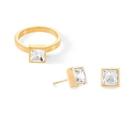 COEUR DE LION Coeur Essentials-Brillanter quadratischer großer Ring aus Goldkristall