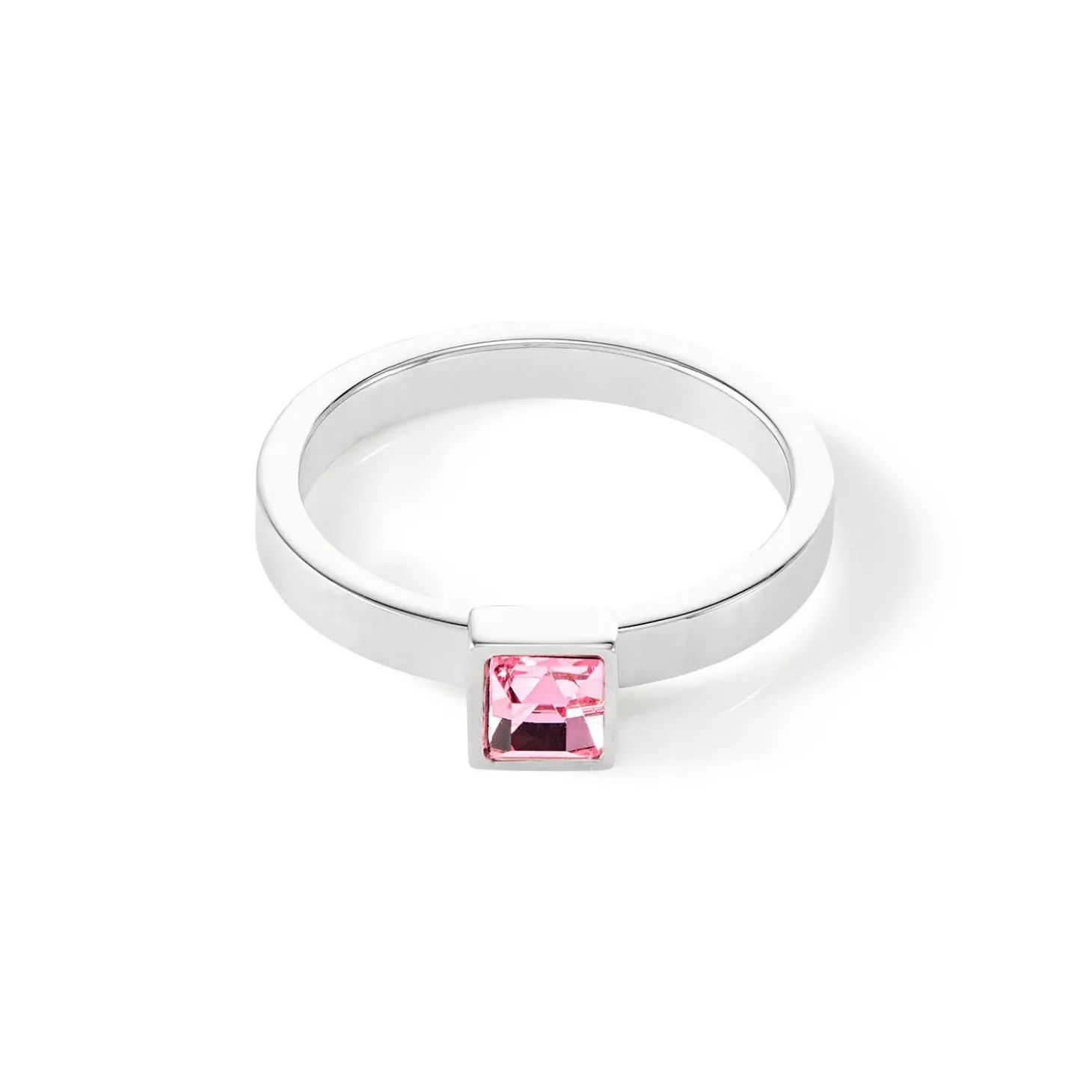 COEUR DE LION Mix&And&Match-Ringe-Brillanter quadratischer kleiner Ring Silber Hellrosa