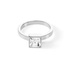 COEUR DE LION Mix&And&Match-Ringe-Brillanter quadratischer großer Ring aus Silberkristall