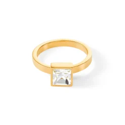 COEUR DE LION Mix&And&Match-Ringe-Brillanter quadratischer großer Ring aus Goldkristall