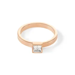 COEUR DE LION Kristallringe-Brillanter quadratischer kleiner Ring aus Roségold mit Kristall