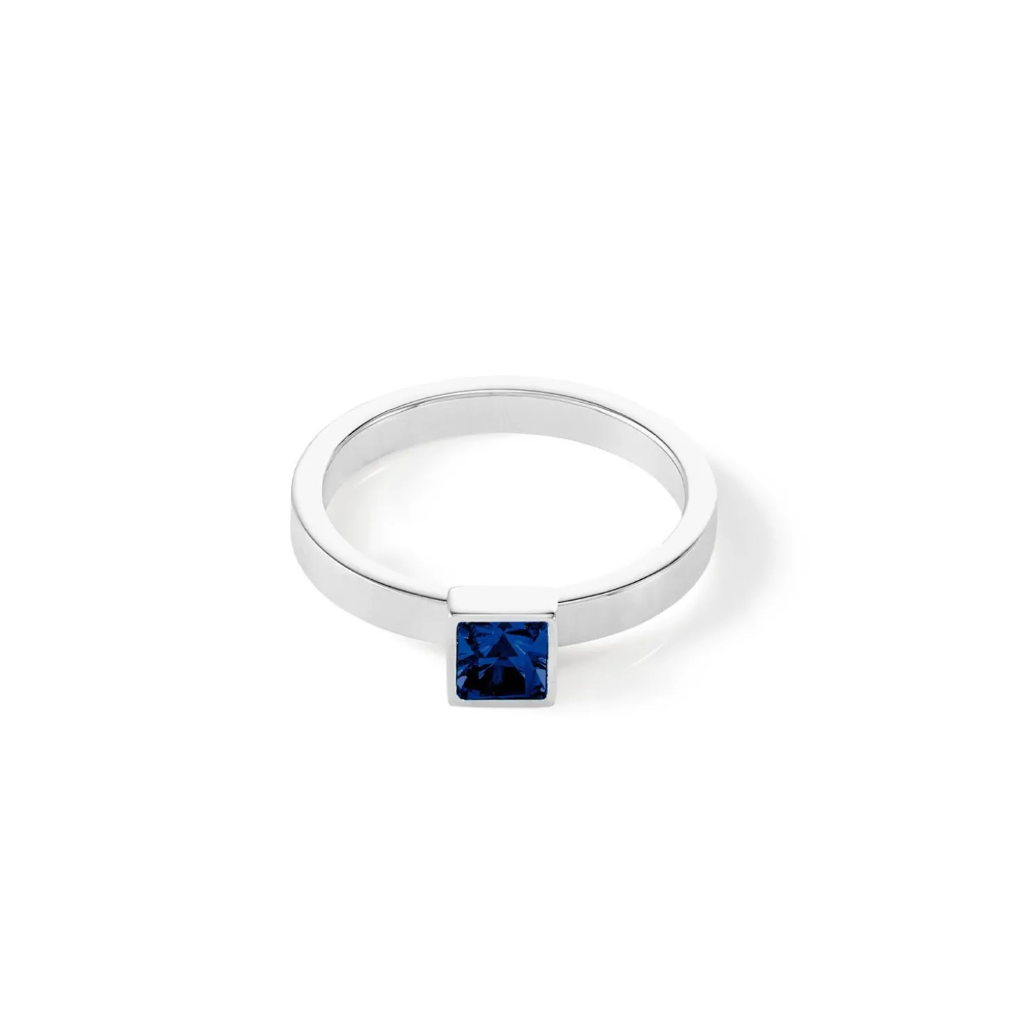 COEUR DE LION Kristallringe-Brillanter quadratischer kleiner Ring Silber Montana