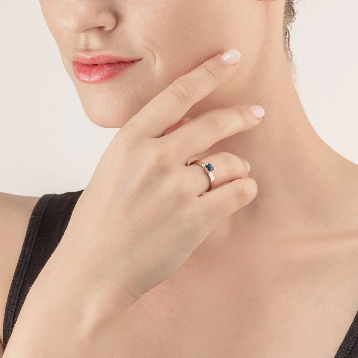 COEUR DE LION Kristallringe-Brillanter quadratischer kleiner Ring Silber Montana