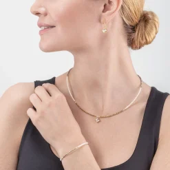 COEUR DE LION Kristallarmbänder-Brillantes quadratisches Armband Gold-Kristall
