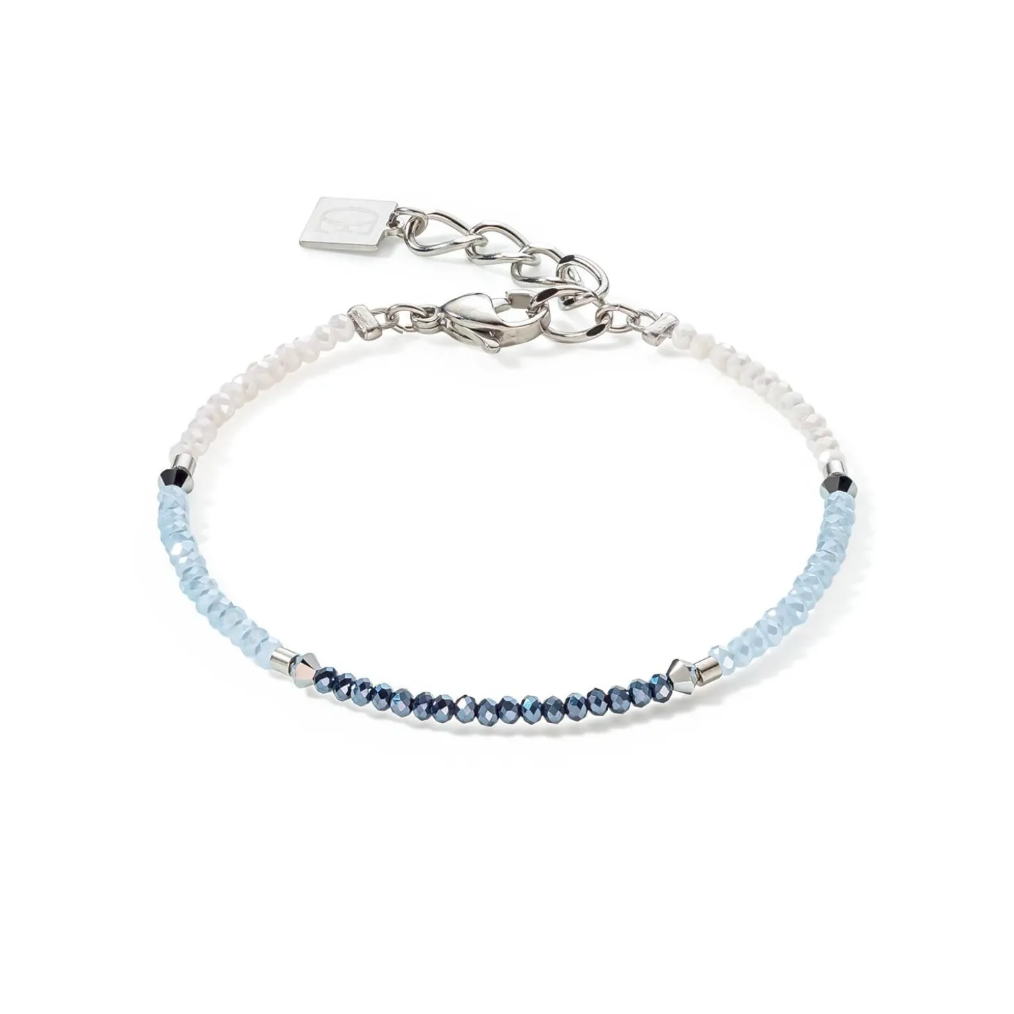 COEUR DE LION Kristallarmbänder-Brillantes quadratisches Armband Silber Hellblau