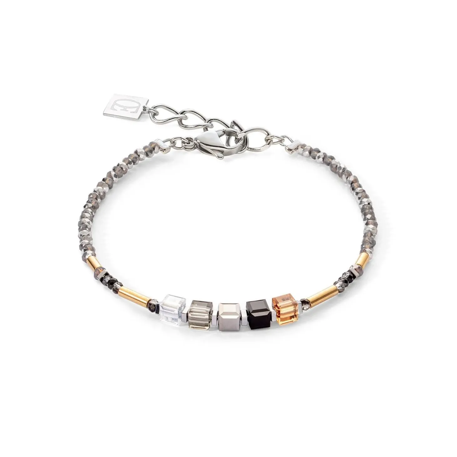 COEUR DE LION Kristallarmbänder-Cube Story Minimalistisches funkelndes Armband Graugold