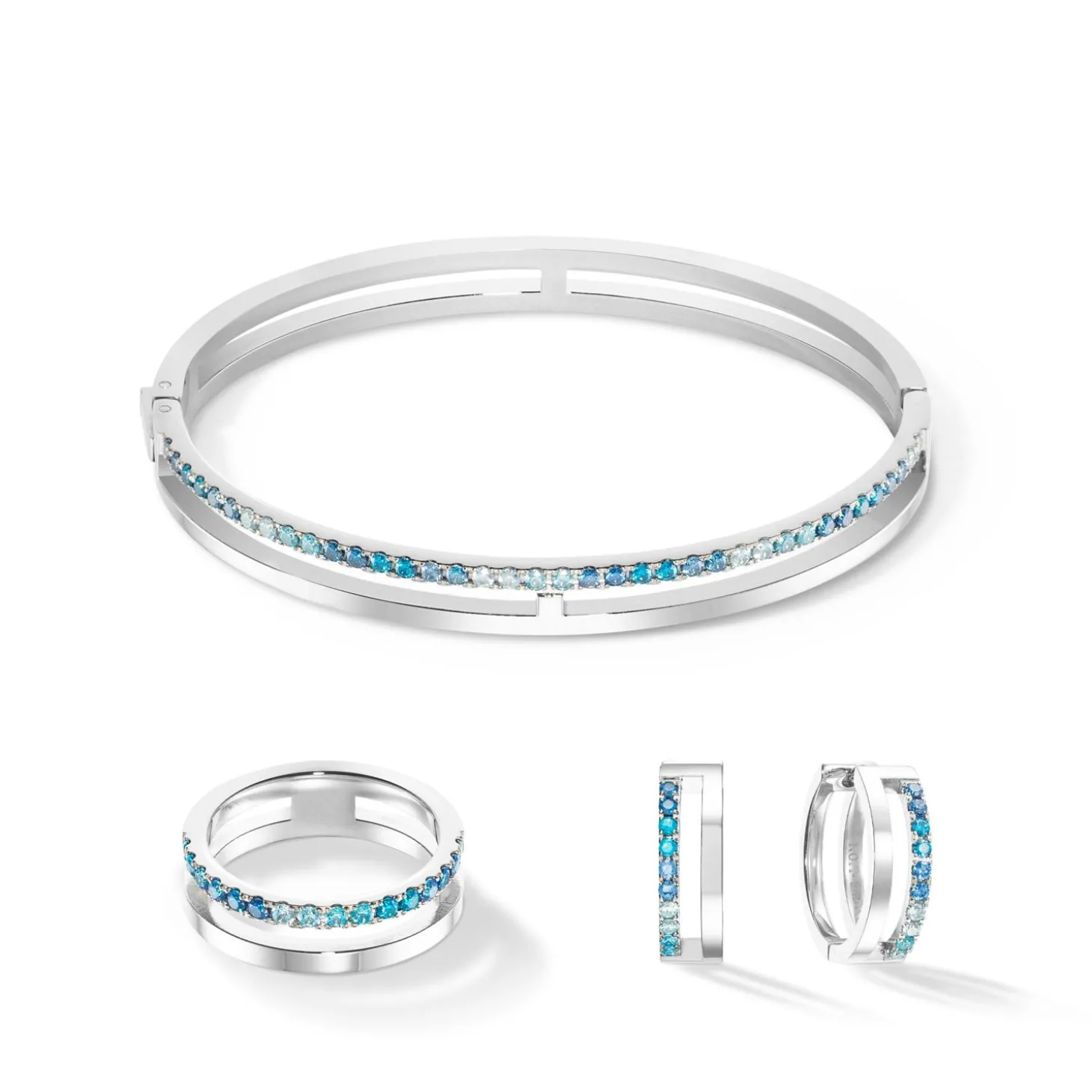 COEUR DE LION Coeur Essentials-Eternal Unity Hoops Silber-Blau