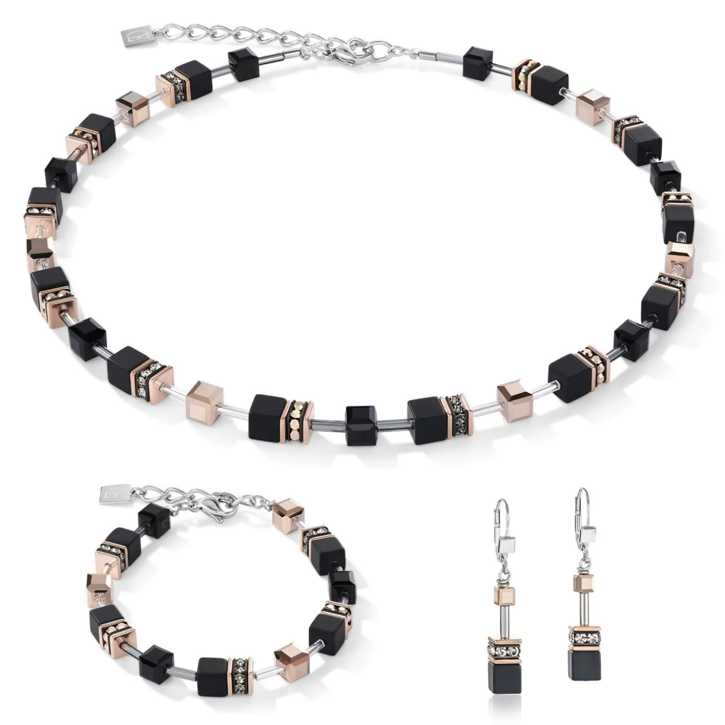 COEUR DE LION Geocube® Tone&In&Tone-Geocube® Armband Onyx Schwarz-Roségold