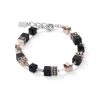 COEUR DE LION Echter Stein-Geocube® Armband Onyx Schwarz-Roségold