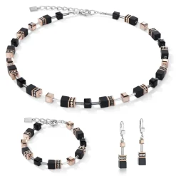 COEUR DE LION Geocube® Echtstein-Geocube® Armband Onyx Schwarz-Roségold