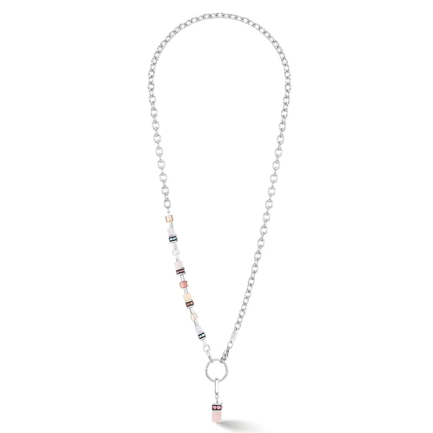 COEUR DE LION Lange Halsketten-Geocube® Fusion Charm-Halskette Silber-Pastell
