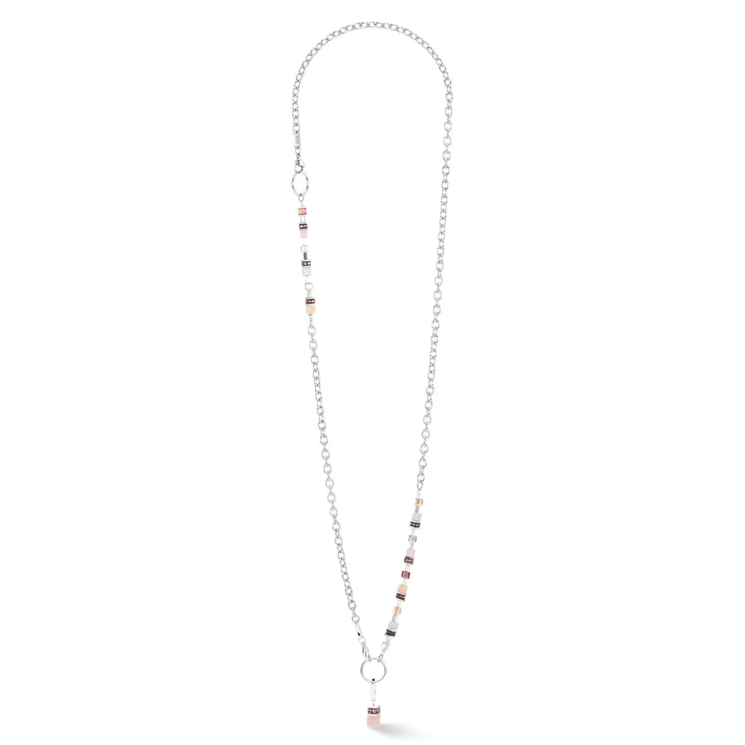 COEUR DE LION Lange Halsketten-Geocube® Fusion Charm-Halskette Silber-Pastell