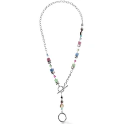 COEUR DE LION Multiwear-Halsketten-Geocube® Fusion Halskette Mehrfarbiger Edelstein