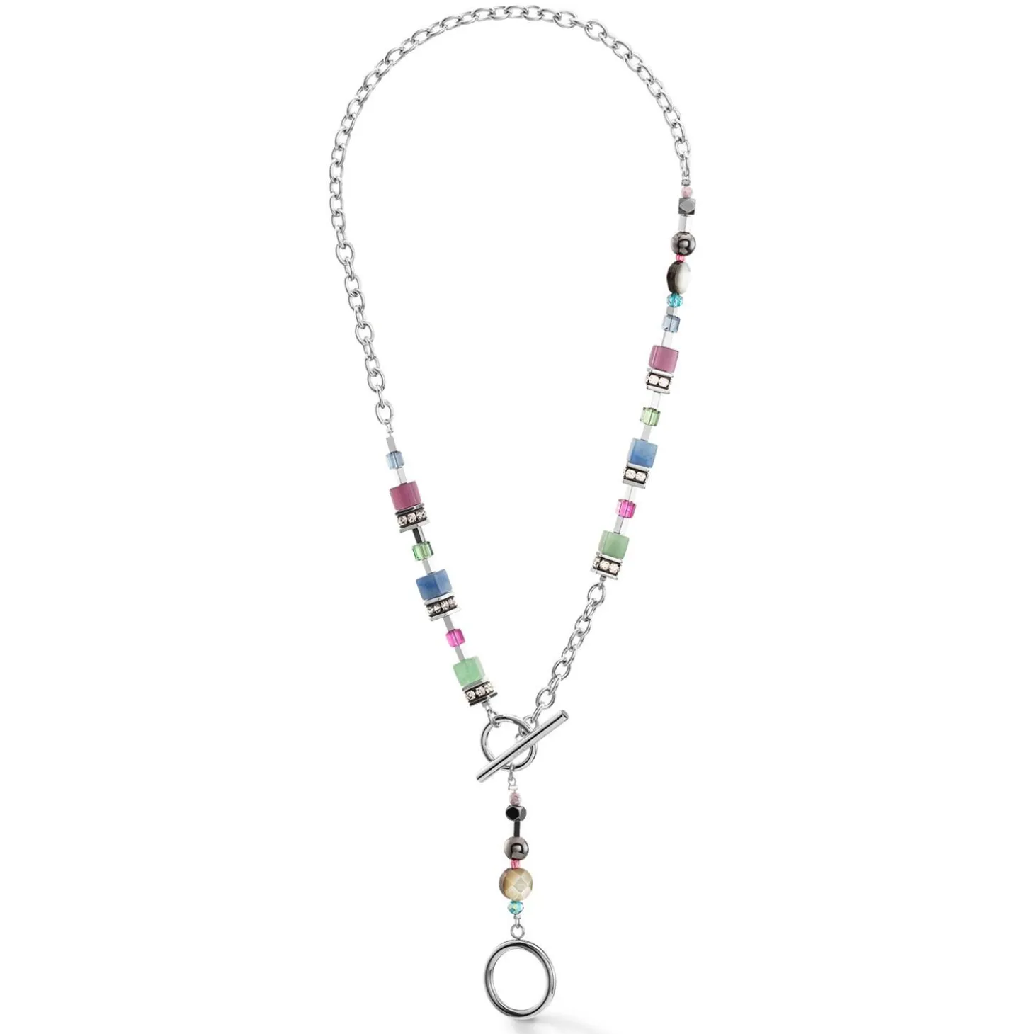 COEUR DE LION Multiwear-Halsketten-Geocube® Fusion Halskette Mehrfarbiger Edelstein