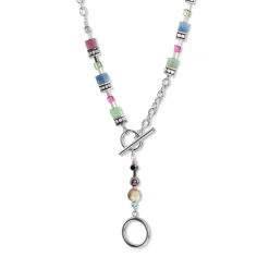COEUR DE LION Multiwear-Halsketten-Geocube® Fusion Halskette Mehrfarbiger Edelstein