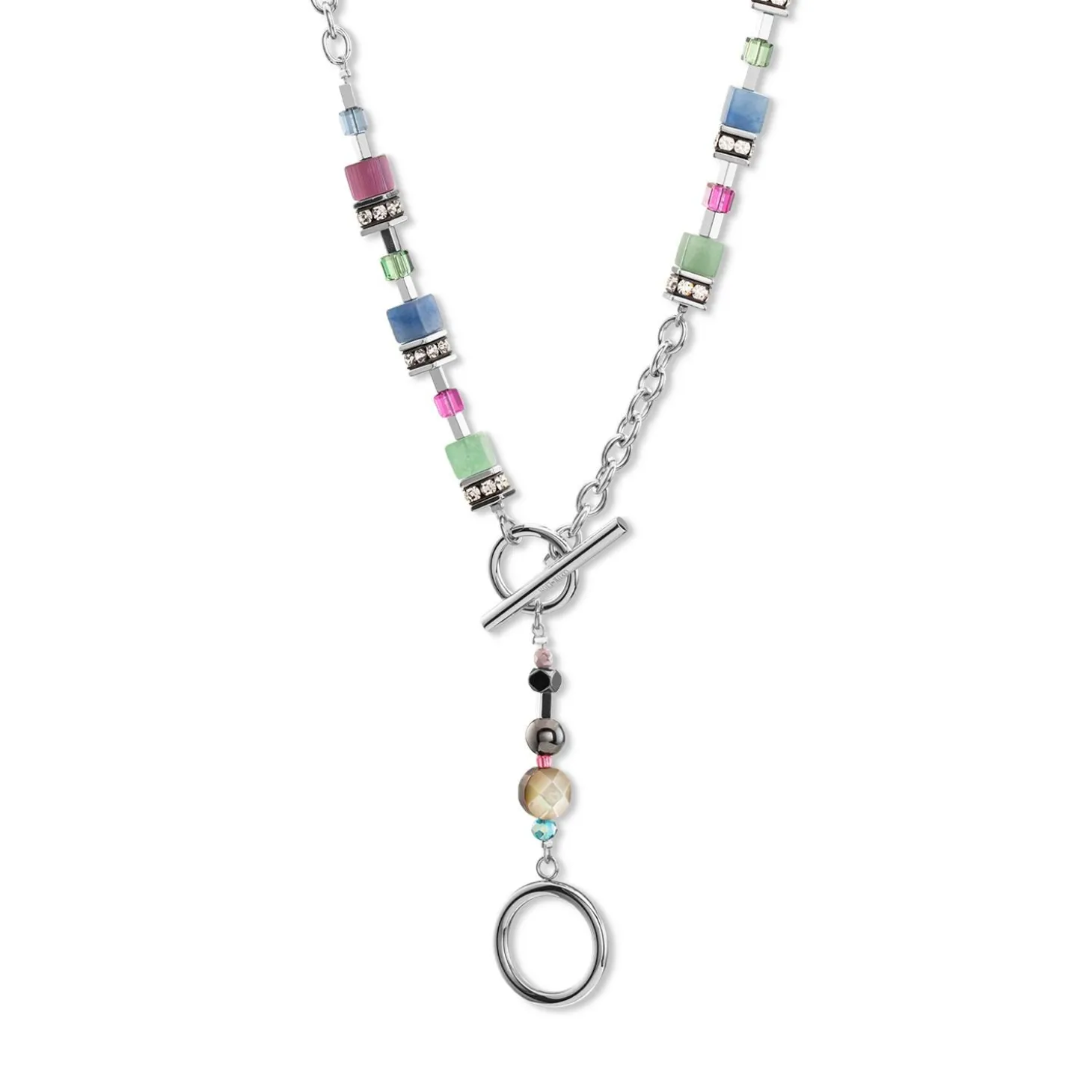 COEUR DE LION Multiwear-Halsketten-Geocube® Fusion Halskette Mehrfarbiger Edelstein