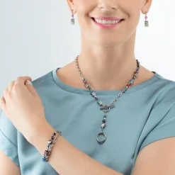COEUR DE LION Multiwear-Halsketten-Geocube® Fusion Halskette Mehrfarbiger Edelstein