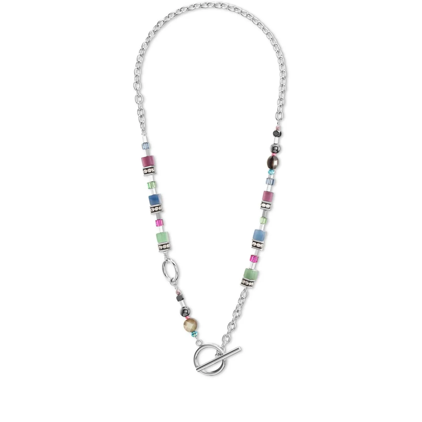 COEUR DE LION Multiwear-Halsketten-Geocube® Fusion Halskette Mehrfarbiger Edelstein