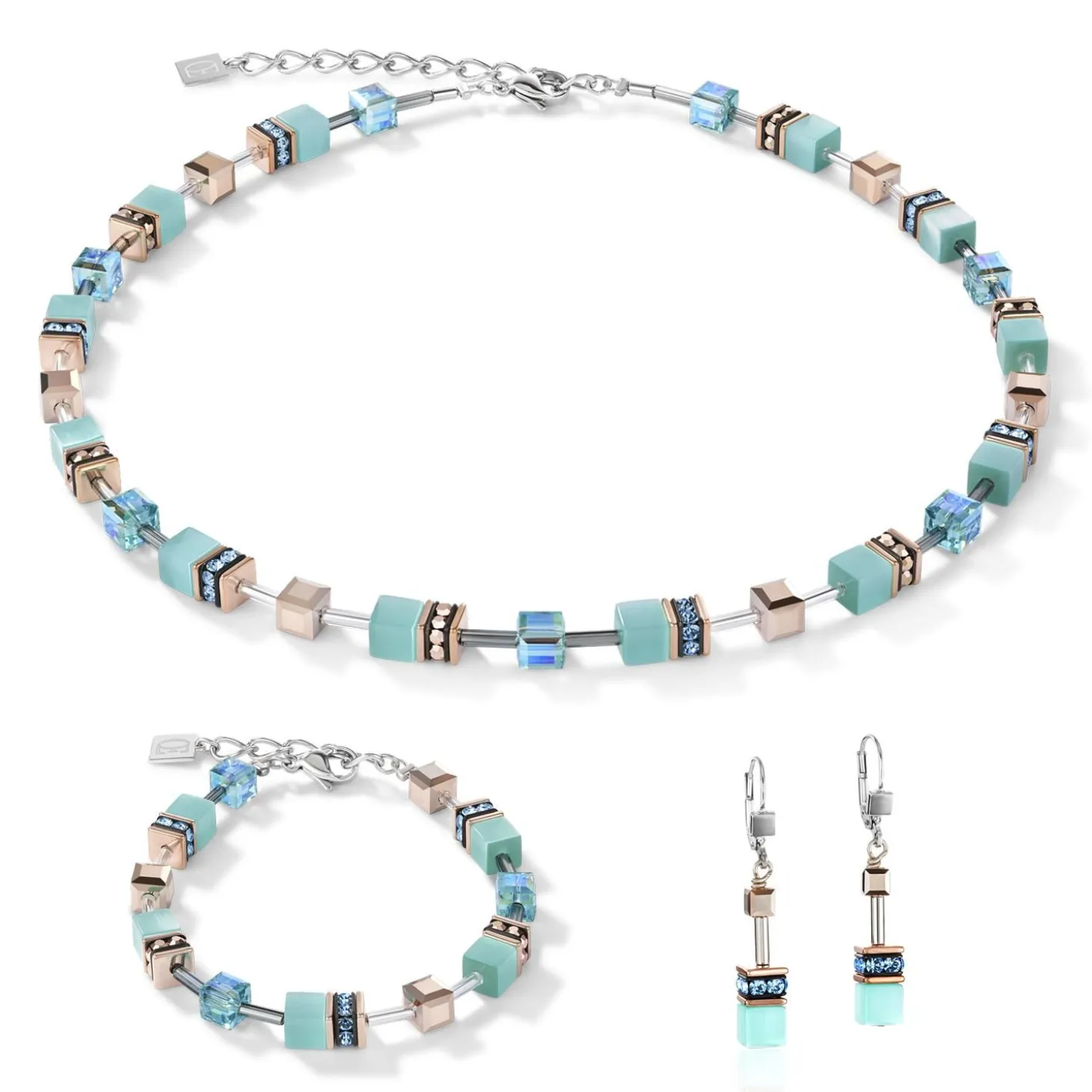 COEUR DE LION Geocube® Tone&In&Tone-Geocube® Halskette Aqua