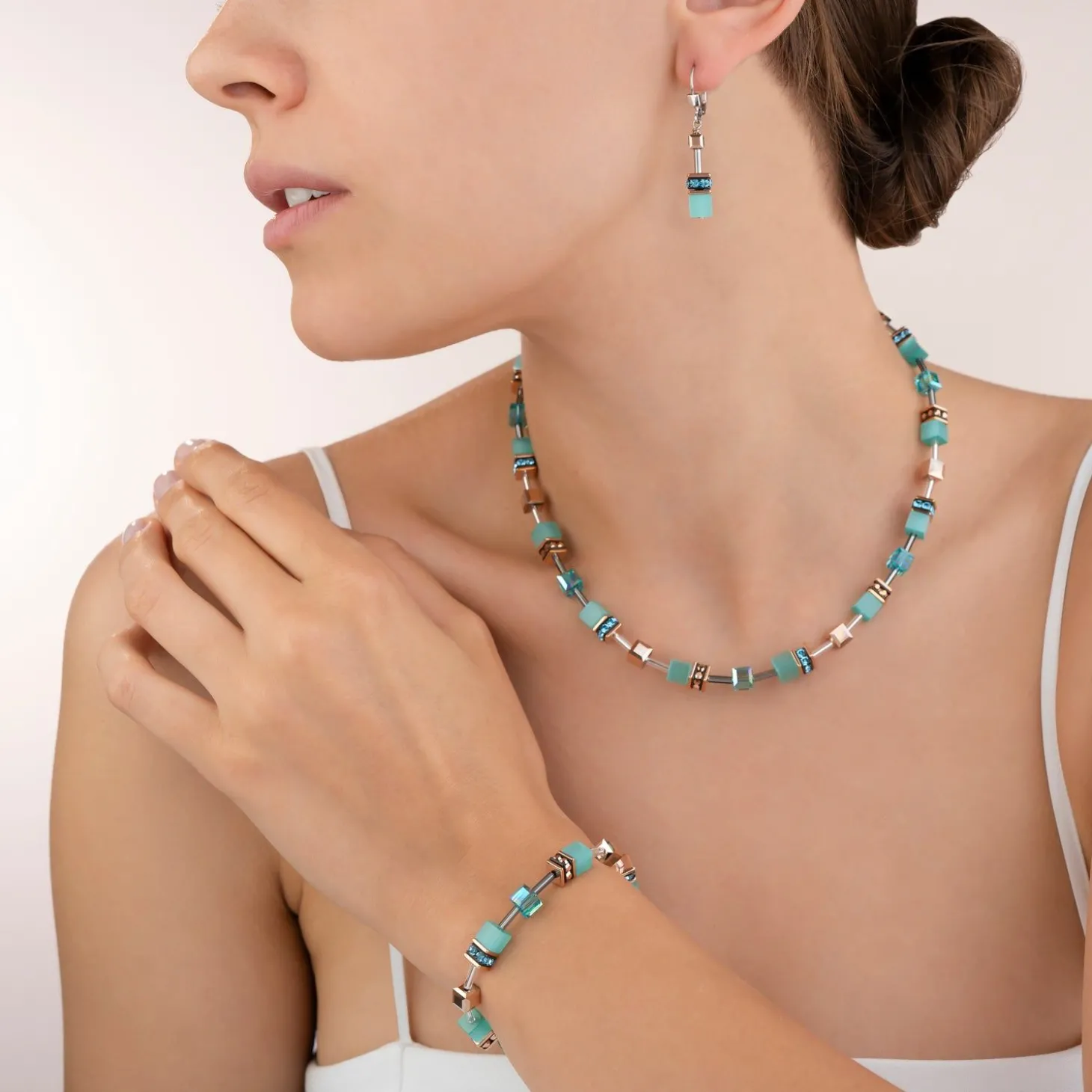 COEUR DE LION Geocube® Tone&In&Tone-Geocube® Halskette Aqua