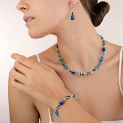 COEUR DE LION Geocube® Halsketten-Geocube® Halskette Blau-Grün