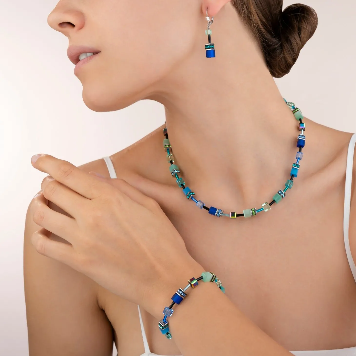 COEUR DE LION Geocube® Halsketten-Geocube® Halskette Blau-Grün