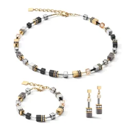 COEUR DE LION Geocube® Halsketten-Geocube® Halskette Grau-Gold