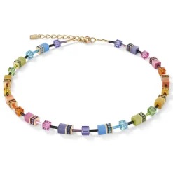 COEUR DE LION Geocube® Mehrfarbig-Geocube® Halskette Mehrfarbiges Regenbogengold