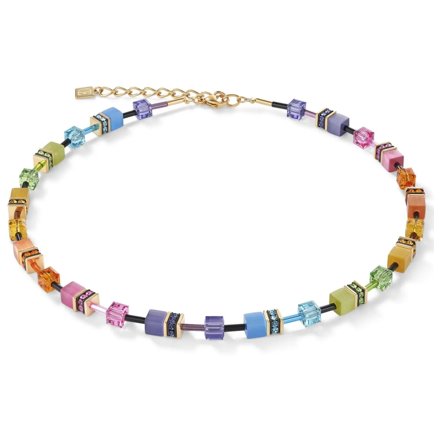 COEUR DE LION Geocube® Mehrfarbig-Geocube® Halskette Mehrfarbiges Regenbogengold