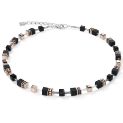 COEUR DE LION Geocube® Halsketten-Geocube® Halskette Onyx Schwarz-Roségold