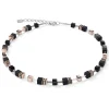 COEUR DE LION Echter Stein-Geocube® Halskette Onyx Schwarz-Roségold