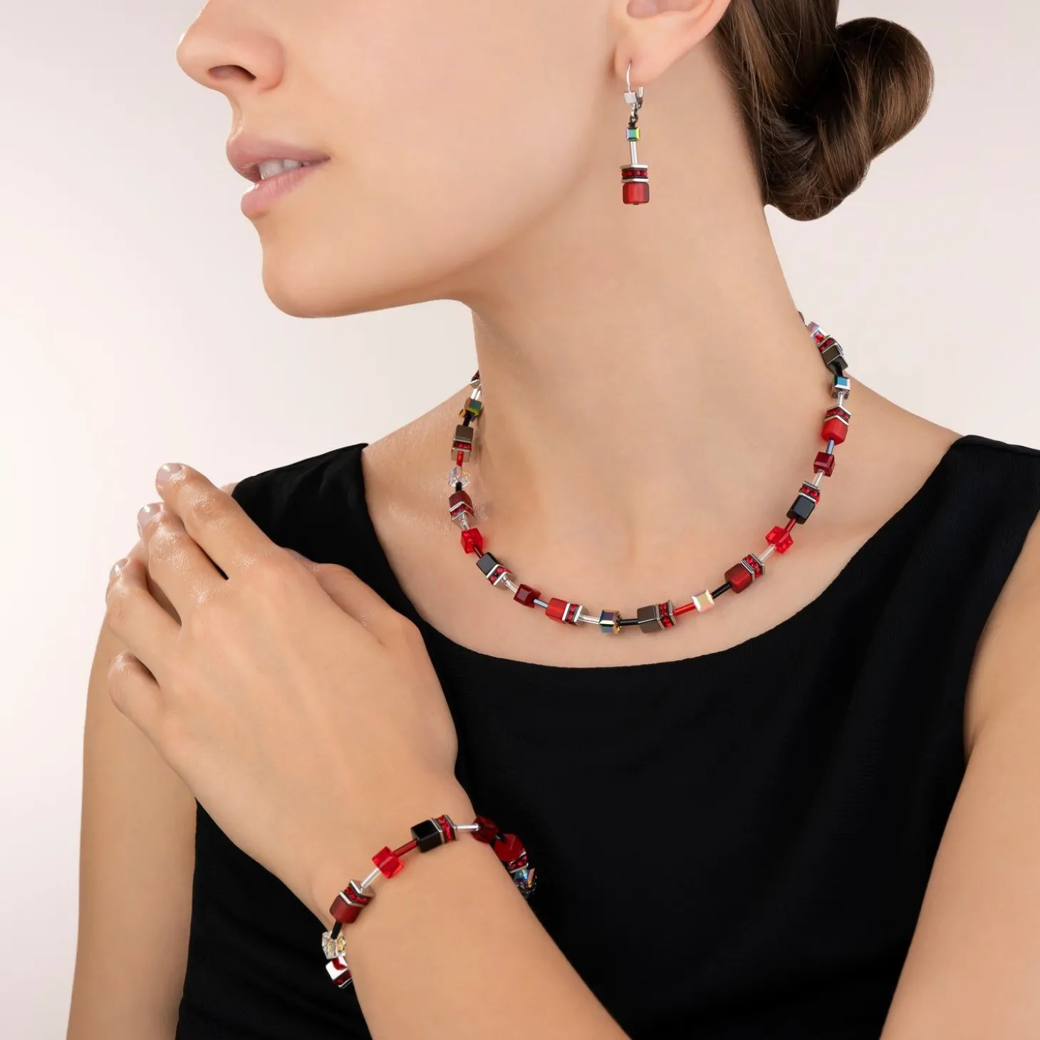COEUR DE LION Geocube® Halsketten-Geocube® Halskette Rot-Hämatit