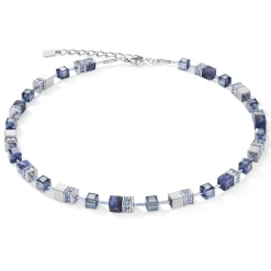 COEUR DE LION Geocube® Echtstein-Geocube® Halskette Sodalith & Hämatit Blau