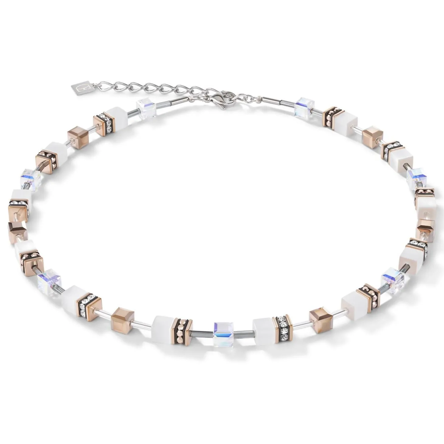 COEUR DE LION Geocube® Tone&In&Tone-Geocube® Halskette Weiß