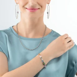 COEUR DE LION Geocube® Echtstein-Geocube® Iconic Boho Armband Silber-Mehrfarbig