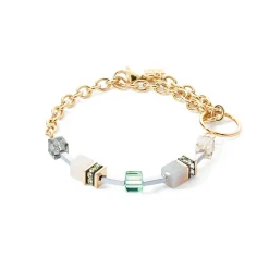 COEUR DE LION Geocube® Echtstein-Geocube® Iconic Boho Armband Gold-Mehrfarbig