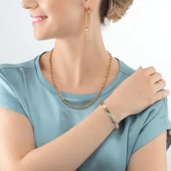 COEUR DE LION Geocube® Echtstein-Geocube® Iconic Boho Armband Gold-Mehrfarbig