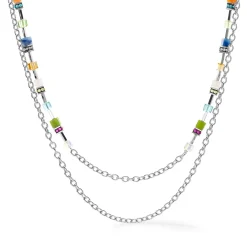 COEUR DE LION Multiwear-Halsketten-Geocube® Iconic Boho Halskette Silber-Mehrfarbig