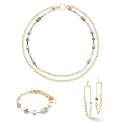 COEUR DE LION Multiwear-Halsketten-Geocube® Iconic Boho Halskette Gold-Mehrfarbig