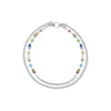 COEUR DE LION Echter Stein-Geocube® Iconic Boho Halskette Silber-Mehrfarbig