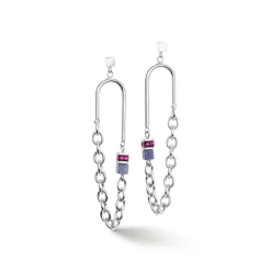 COEUR DE LION Geocube® Echtstein-Geocube® Iconic Boho Ohrringe Silber-Mehrfarbig