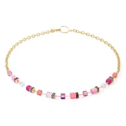 COEUR DE LION Geocube® Halsketten-Geocube® Iconic Chain Halskette Gold-Magenta