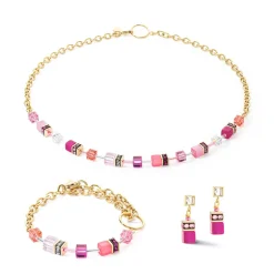 COEUR DE LION Geocube® Tone&In&Tone-Geocube® Iconic Chain Halskette Gold-Magenta