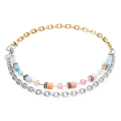COEUR DE LION Geocube® Halsketten-Geocube® Iconic Fusion Chain Halskette Aqua-Aprikose